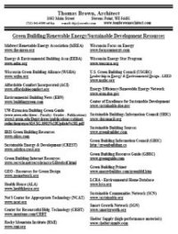 List of Useful Energy & Sustainable Design Websites