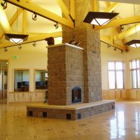 Central Masonry Heater in Lobby